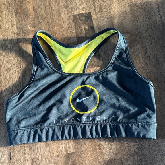 Nike Women's Black and Yellow LIVESTRONG Sports Bra - Picture 1 of 2